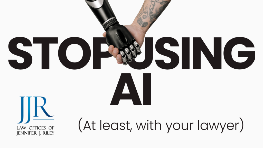 AI Legal Advice: When AI Shouldn't Replace Your Lawyer Human and robotic hands shaking above the words "Stopping AI" to illustrate why AI legal advice should not replace advice from an experienced Pennsylvania family law attorney.